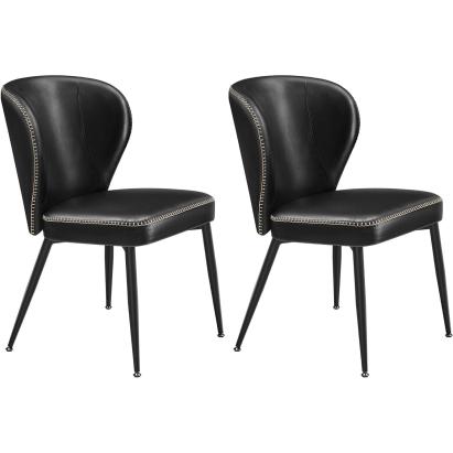 Set 2 scaune dining VASAGLE EKHO, piele ecologica, negre, 52x55x79 cm