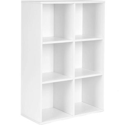 Bibliotecă VASAGLE cu 6 compartimente, raft tip cub, alb, 66x30x98 cm