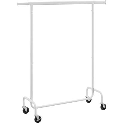 Suport haine extensibil cu roti SONGMICS, 110-150 cm, 130 kg, alb mat