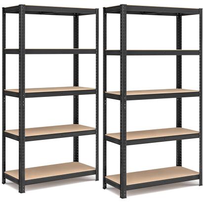 Set 2 rafturi metalice SONGMICS cu 5 polite reglabile, 875 kg, negre