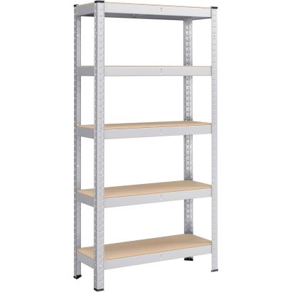 Raft metalic pentru depozitare SONGMICS, 5 polite, 650 kg, 150x75x30 cm, argintiu