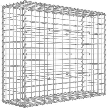 Cos gabion pentru pietre SONGMICS, otel galvanizat, 100x80x30 cm, argintiu