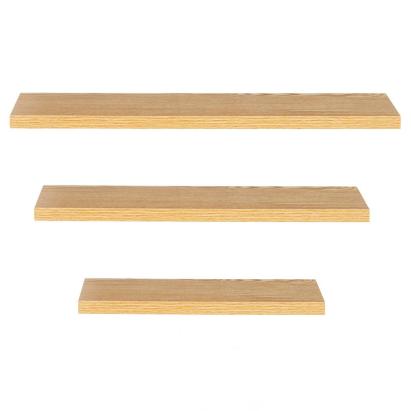 Set 3 rafturi plutitoare de perete maro, MDF si metal, 30/45/60 cm