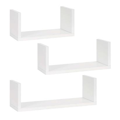 Set 3 rafturi de perete din MDF alb pentru decor si organizare, 30-60 cm