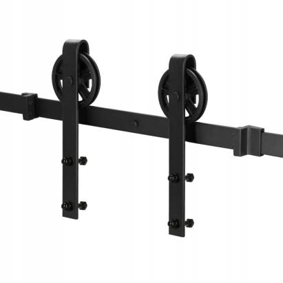 Sistem glisant pentru usa barn door, 183 cm, 2 role, montaj pe perete, negru