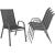 Set 4 scaune de gradina cu brate, cadru din otel si textilene, gri