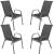 Set 4 scaune de gradina cu brate, cadru din otel si textilene, gri