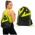 Sac sport tip rucsac cu snur, 20L, poliester Oxford 210D, negru verde lime