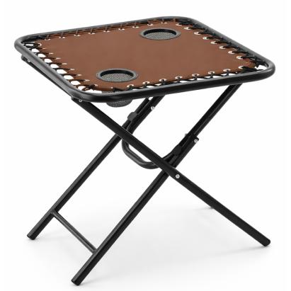 Masă turistică pliabilă pentru camping, cu 2 suporturi pahare, maro, 50x50x50 cm