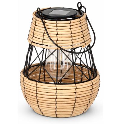 Felinar solar decorativ din metal pentru gradina si terasa, 23 cm, bej