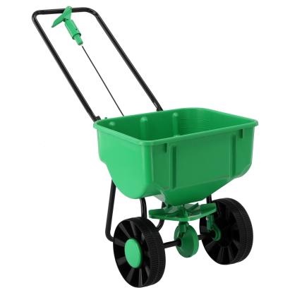 Distribuitor manual pentru seminte, ingrasamant si sare, 27 L, roti mari