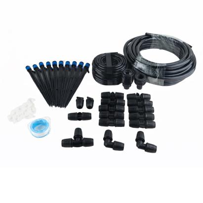 Set irigare gradina cu 10 aspersoare si furtun PVC 20 m, negru
