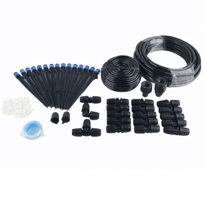Set irigare gradina cu furtun PVC 25 m si 15 aspersoare, negru