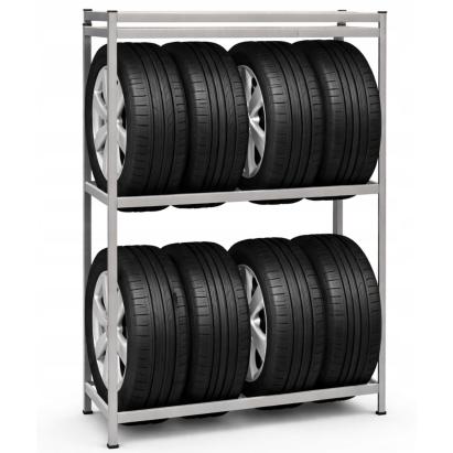 Raft pentru depozitare anvelope cu polite MDF si cadru otel galvanizat 120x40x180 cm