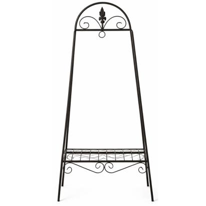Suport flori metalic pentru ghivece, negru, 49x40x99 cm, decorativ