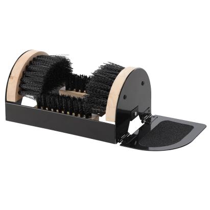 Curatator de incaltaminte pentru exterior cu perii, baza din lemn si cadru metalic