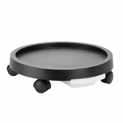 Suport ghiveci cu roti si tava pentru apa, plastic, 40 cm, negru