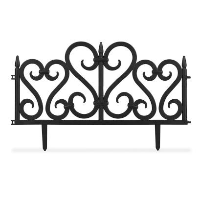 Set 4 panouri gard decorativ flexibil pentru gradina, PVC negru 60x33 cm