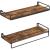 Set 2 rafturi de perete VASAGLE cu bara metalica, stil industrial, maro rustic