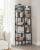Biblioteca tip scara VASAGLE cu 5 rafturi, design industrial, negru