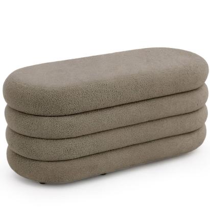 Taburet tapitat Puffo cu spatiu de depozitare, teddy mocha, 100x42x42 cm