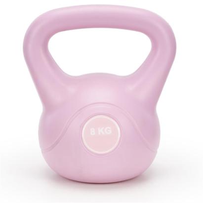 Kettlebell 8 kg din ABS rezistent, pentru antrenament functional, roz