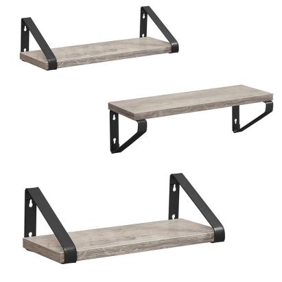 Set 3 rafturi de perete VASAGLE, stil industrial, gri-negru