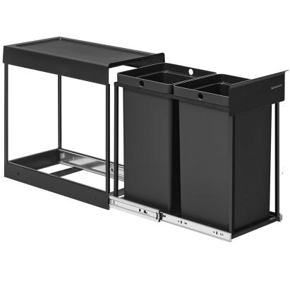 Coș de gunoi incorporabil SONGMICS cu 2 compartimente 2x15L, negru