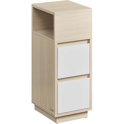 Noptieră îngustă VASAGLE cu 2 sertare și compartiment reversibil, bej-alb