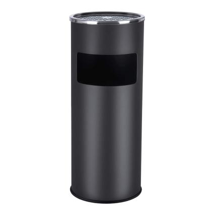 Cos de gunoi cu scrumiera SONGMICS pentru exterior, inox, 12,3 L, negru