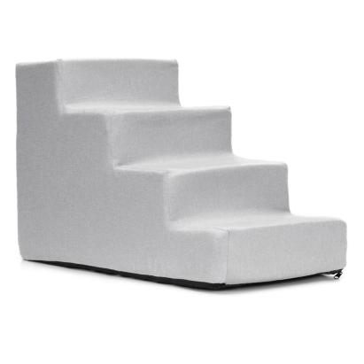 Scară pentru câini și pisici, 4 trepte, antiderapantă, 40 cm, gri deschis