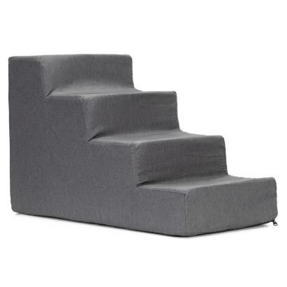Scara pentru caini si pisici, 4 trepte, antiderapanta, 40 cm, gri inchis