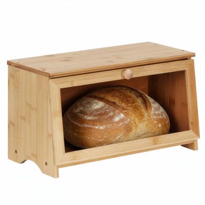 Cutie pentru paine din bambus natural cu fereastra si inchidere magnetica 40x20x23 cm