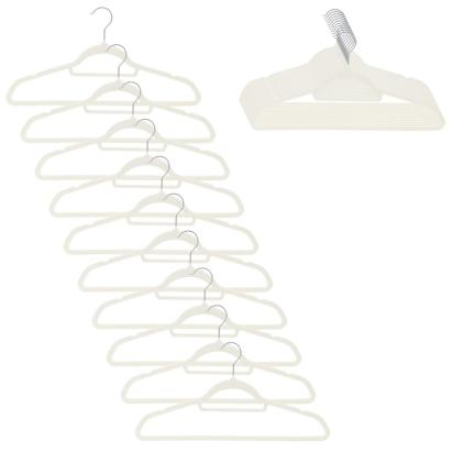 Set 20 umerase catifelate din velur ecru, cu carlig rotativ 360°, 45 cm