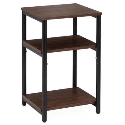 Noptieră cu 3 rafturi din PAL și metal, maro închis, 35x31x59 cm