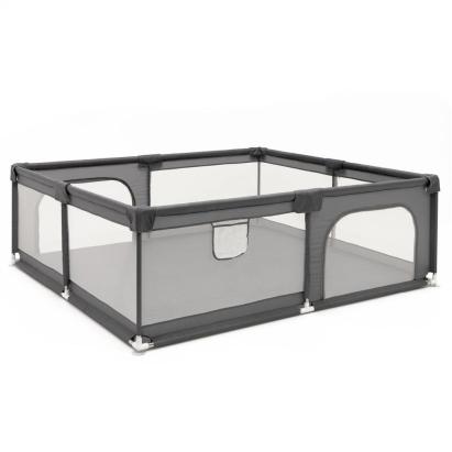 Tarc de joaca pliabil pentru copii, intrare cu fermoar, 180x150x66 cm, gri