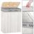 Cos de rufe din bambus pliabil, cu 2 compartimente, 105 L, alb gri