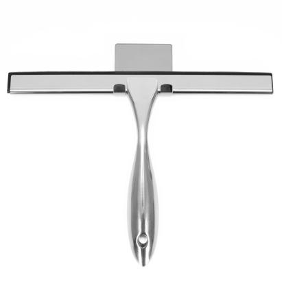 Racleta pentru baie din inox cu suport adeziv, lama 25 cm, argintiu lucios