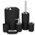 Set accesorii baie 6 piese din plastic, negru argintiu, finisaj mat-lucios
