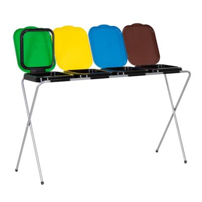 Coș de gunoi selectiv cu 4 compartimente, cadru metalic, 128x42,5x74 cm