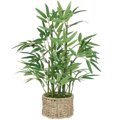 Planta artificiala bambus cu ghiveci natural, 46 cm, verde