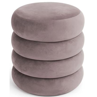 Taburet tapitat Snuggo cu spațiu de depozitare, velur roz pudrat, 42 cm