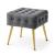 Taburet tapitat Quadra, velur, cu picioare metalice, 40x40x42 cm, gri