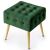 Taburet tapitat Quadra, velur, cu picioare metalice, 40x40x42 cm, verde