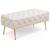 Taburet banca Monaco bej, tapitat cu catifea, picioare metalice, 100x42x41 cm