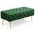 Taburet Monaco tip banca, catifea verde, picioare metalice, 100x42x41 cm