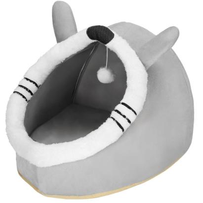 Culcus pentru pisci sau catei, cu perna moale detasabila, 50x36x41 cm, gri