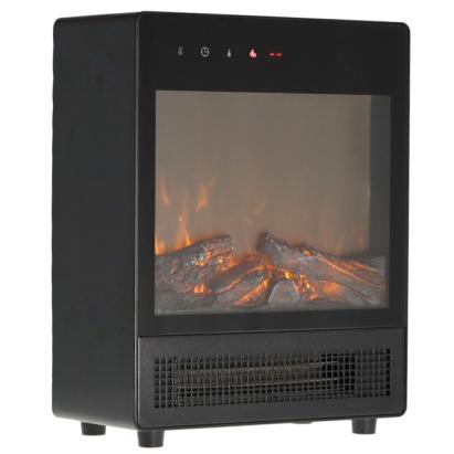 Șemineu electric compact cu efect de flacără, 2000W, termostat, negru