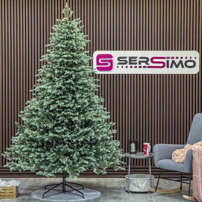 Brad artificial 3D Sersimo Scandinavia, verde cu varfuri argintii, 230 cm