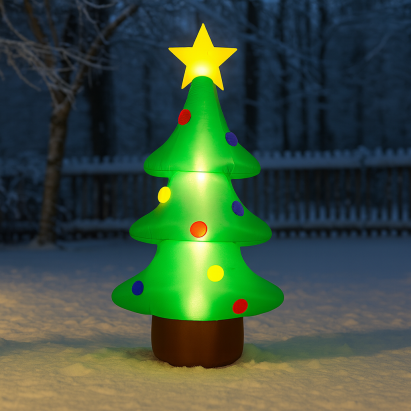 Brad gonflabil de exterior decor de Craciun, iluminare LED, compresor integrat, 125 cm, verde